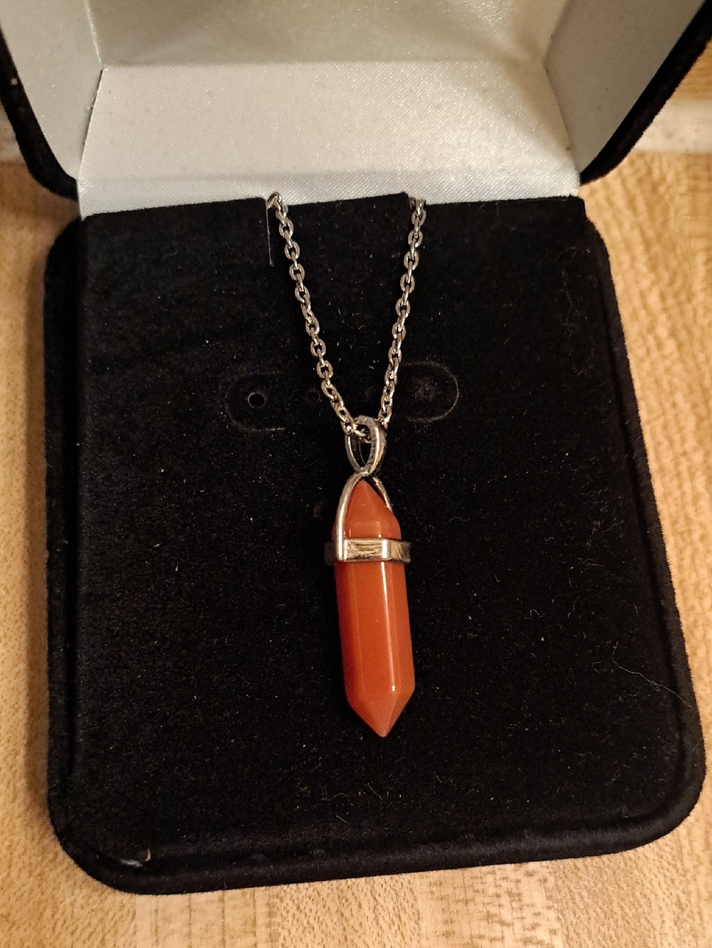 Rust Red Crystal Point Pendant Necklace